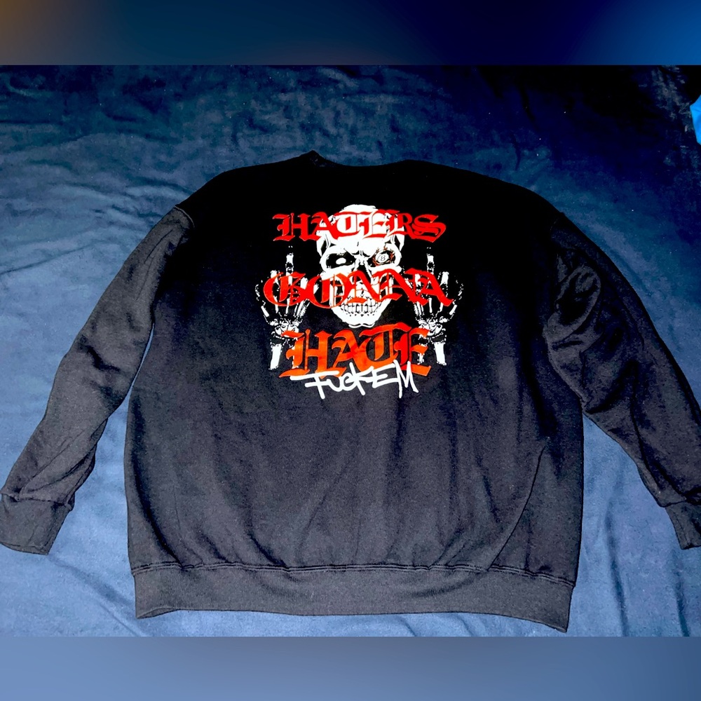 Black crewneck sweater